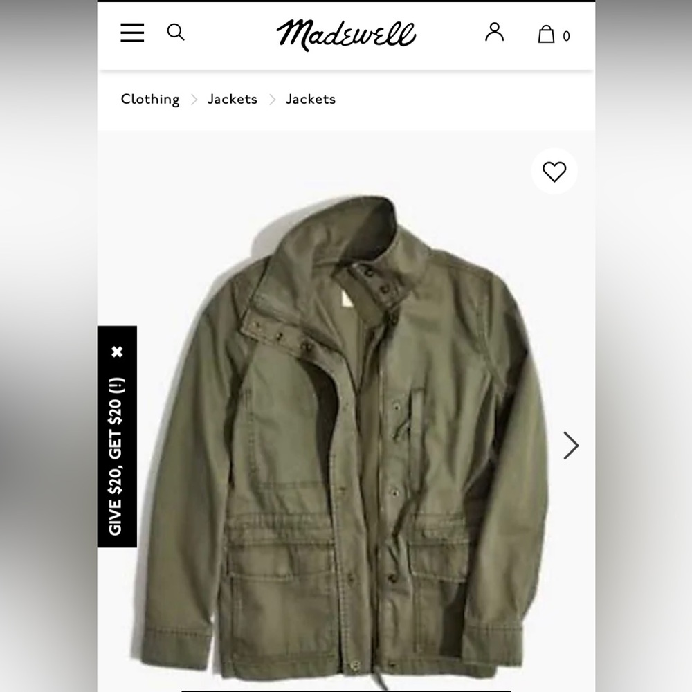 Madewell size L army green surplus jacket perfect condition worn once - sold out